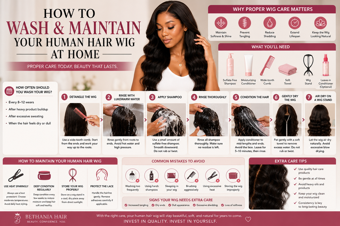 How to Wash and Maintain Your Human Hair Wig at Home | Bethania Hair